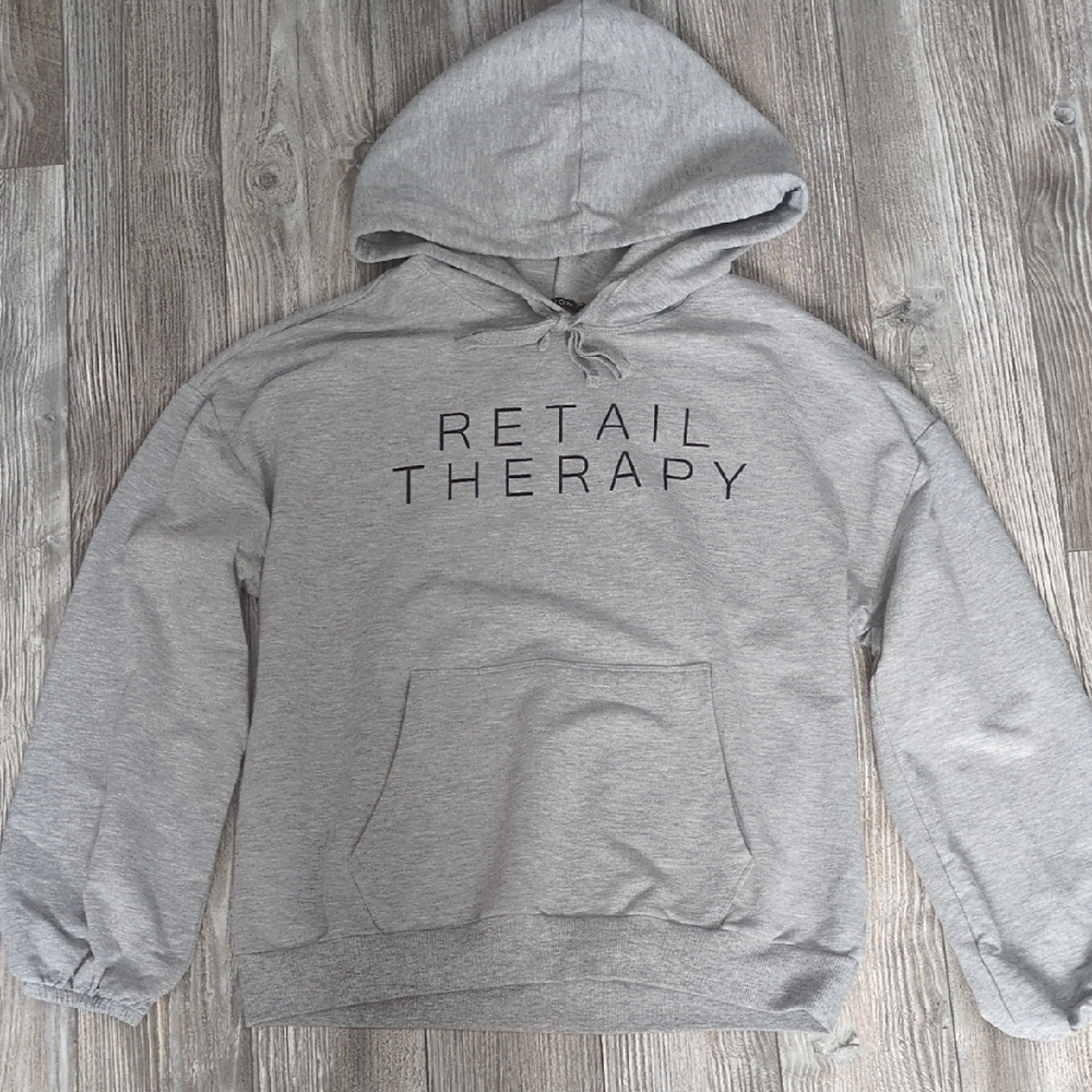 Gray Retail Therapy Hoodie M